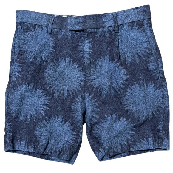 Zara Man Studio Chino Shorts Men's Size USA 31 Navy Mid Rise Flat Front Tropical - Picture 1 of 6